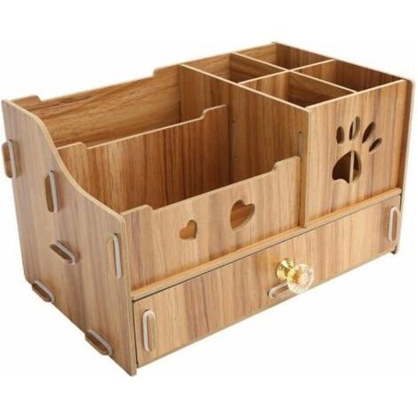 BUNTHAUS Etagère de rangement de table Organisateur de bureau Multifonction en bois support de rangement papeterie porte-stylo (1/5)