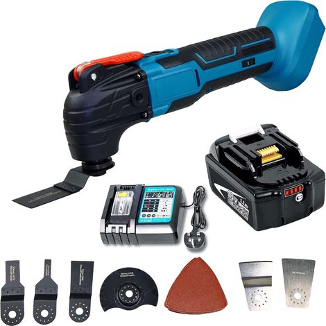18V oscillant Multi Outils sans fil avec 22 accessoires PCS, Compatible avec la batterie Makita 18V, tondeuse, scie électrique (avec batterie 5.5Ah et chargeur de batterie rapide)