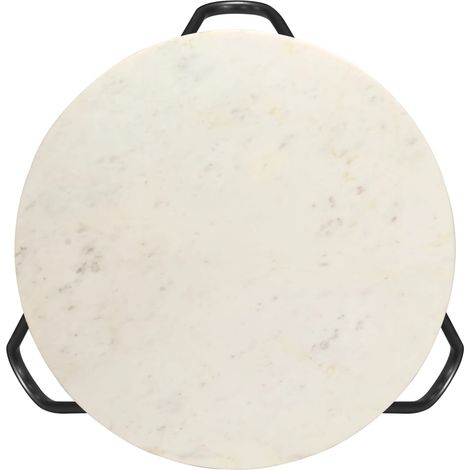 Maison Exclusive - Tavolino da Salotto Bianco 65x65x42cm Pietra Vera Testura Marmo (1/5)