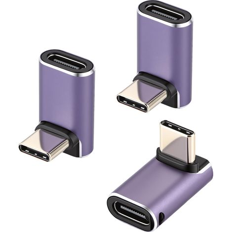 Lot de 3 fiches coudées USB C à 90 ° PD 240 W USB C mâle vers femelle 8K @ 60 Hz vidéo type C adaptateur USB C pour tablette, ordinateur portable (1/5)