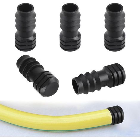 BelleRise - Lot de 5 embouts de tuyau à barbes, bouchon de 16 mm systèmes d'irrigation de jardin, équipements d'arrosage et jardinage (noir) (1/5)