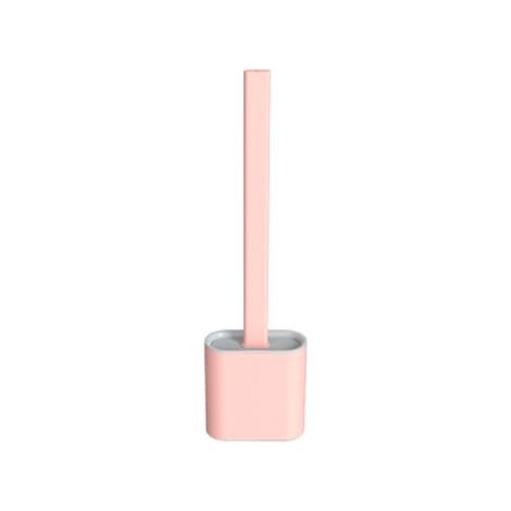 Ensemble brosse et support de toilette en silicone (rose)