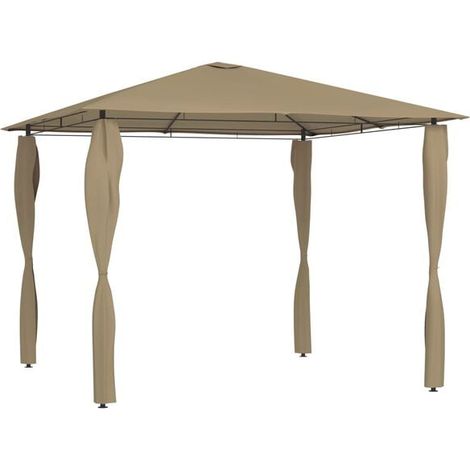Gazebo, avec revêtement de colonne, 3x3x2,6 mètres, brun grisâtre, 160 g/m². (1/5)
