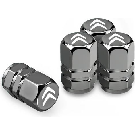 (Gris) 4 bouchons de valve de pneu sport pour jantes de voiture, compatibles avec C1 C2 C3 C4 C5 C6 C8 Picasso Cactus Vts Aircross C3-XR (1/5)