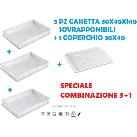 Cassetta service forata bianca impilabile 1880hd3 30 x 40 x 10 cm giganplast cassetta pizza impilabile per impasto