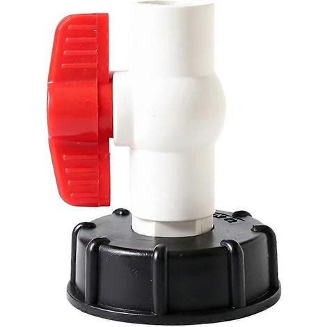 Raccord de vanne à bille en PVC - Vanne d'arrêt à poignée rouge de 11 cm pour tuyau d'arrosage (1/5)