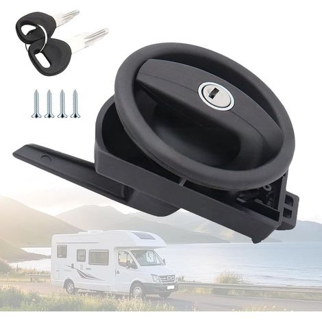 Rundes Türschloss für Wohnmobile, Wohnwagen und Eingänge, Doppelfunktion mit Schlüssel, kompatibel mit den meisten Wohnmobilen und Badezimmern, kein Bohren erforderlich (1/5)