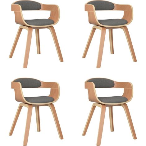 Maison Exclusive - Chaises à manger lot de 4 gris clair bois courbé et tissu (1/5)