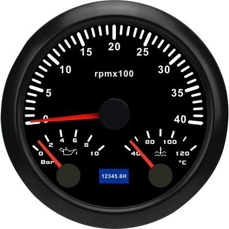 Tachimetro elettrico 3 in 1, manometro pressione olio, indicatore temperatura acqua 3/8 di pollice, 4000 giri/min, da 0 a 10 bar, 40-120 °C, 7 colori di retroilluminazione per camper, yacht, camion, q (1/4)