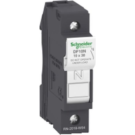 Portafusible TEYS SCHNEIDER 32A 690V AC 10 x 38 mm, 1N, IP20, montaje en carril DIN