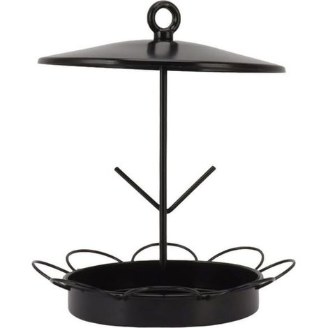 1 Mangeoire à graines, métal, plateau réglable, crochet suspension, extérieur jardin (1/5)