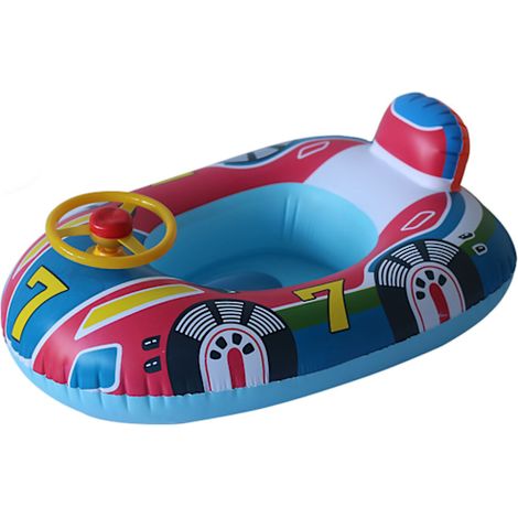Bouée gonflable pour bébés et enfants, style estival, en PVC, motif dessin animé, idéale pour la piscine et les vacances, en forme de bateau.