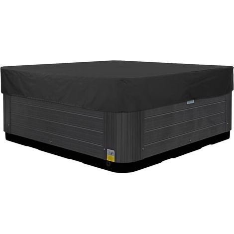 Outdoor-Whirlpoolabdeckung, wasser- und staubdicht, 210D Oxford-Gewebe, quadratische Poolabdeckung, schwarz, 231 x 231 x 30 cm (1/4)