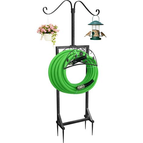 UNHO - Support Tuyau Arrosage Sur Pied Metal avec Crochets Jardin (1/5)