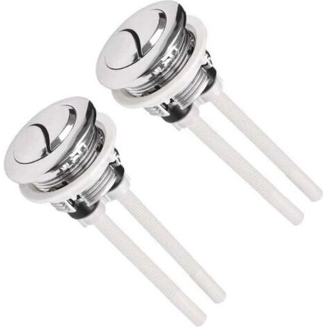 2X Boutons chasse d'eau universels 38mm, leviers de toilettes, bouton chasse eau de toilettes, bouton poussoir de chasse d'eau de toilettes à double poussoir pour chasse d'eau (1/4)