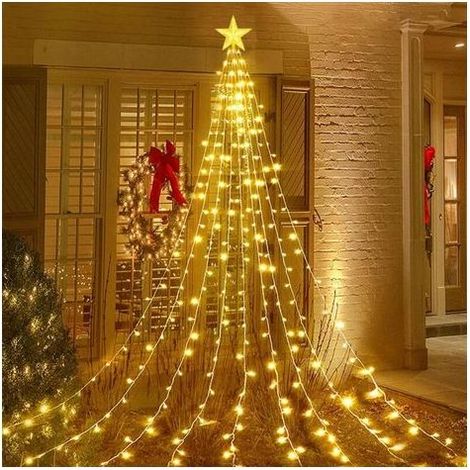 Guirlande lumineuse de Noël avec étoiles, 2 m x 9 branches, 198 LED, 8 modes d'éclairage, télécommande, USB étanche (1/5)