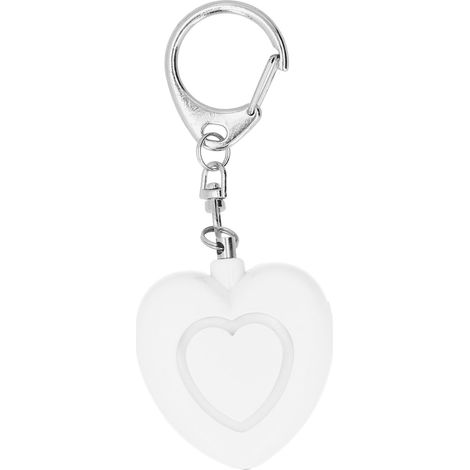 Bouton d'alarme autodéfense 125dB forme cœur, lampe LED anti-agression, alerte sécurité pour personnes âgées, femmes, enfants (Blanc) (1/5)