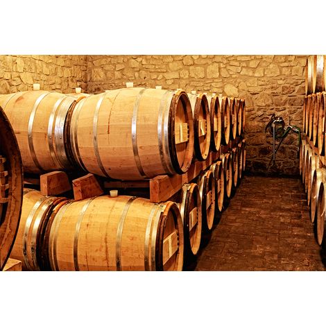 Papier peint panoramique cave à vin 3D | Tapisserie panoramique beige et marron pour salle à manger | Papier peint panoramique moderne trompe l'oeil - 267 x 400 cm (4 pièces) (1/2)