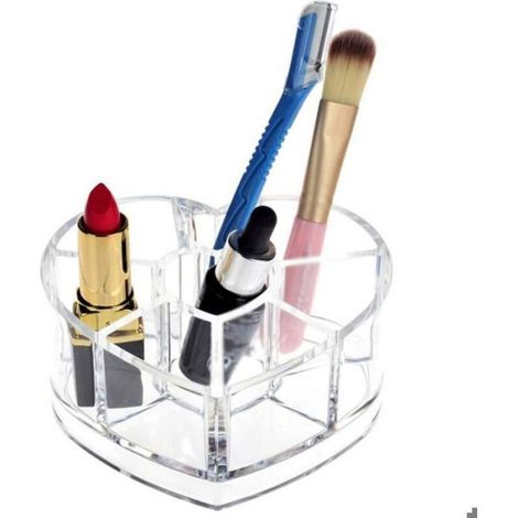Boîte de rangement pour rouges à lèvres, organisateur de rouges à lèvres en acrylique en forme de cœur, présentoir à cosmétiques (1/5)