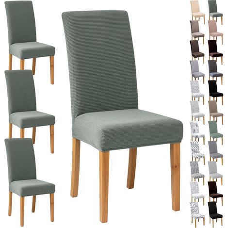 Stuhlbezüge 4/6 Stück, Jacquard, weich & dehnbar, für Esszimmer, Küche, Büro (1/5)