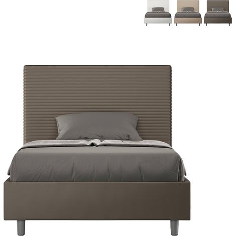 Letto una piazza e mezza con rete imbottito 120x190 similpelle cappuccino Focus (1/5)