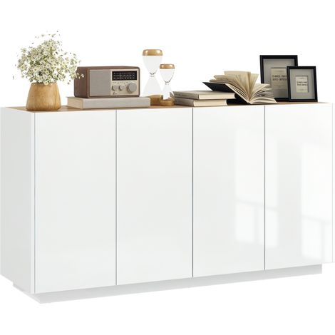 Küchenschrank mit 4 Türen, Soft-Close-Scharnieren und verstellbaren Einlegeböden, Maße 140 x 40 x 75 cm, weiß lackiert