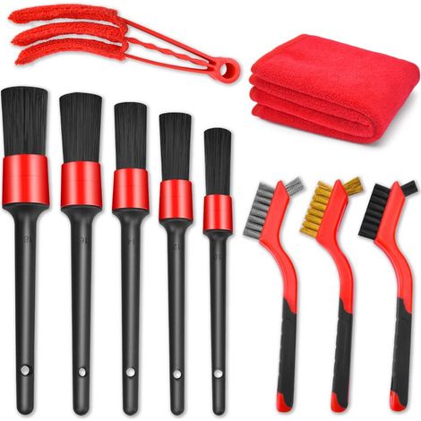 Autoreinigungsbürsten-Set, 10-teiliges Detail-Autobürsten-Set, Innen- und Außenreinigungsbürsten-Set, Reinigungsbürste für Bohrmaschinen, Felgenreinigungsbürste