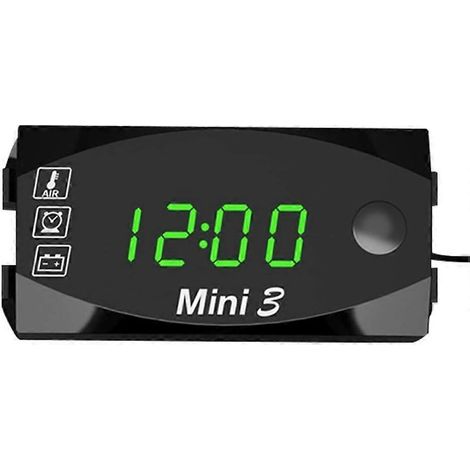 Testeur de batterie 3 en 1 pour moto (6 V-30 V CC) : horloge numérique, thermomètre et voltmètre. Étanche IP67. Convient également aux applications marines. (1/5)