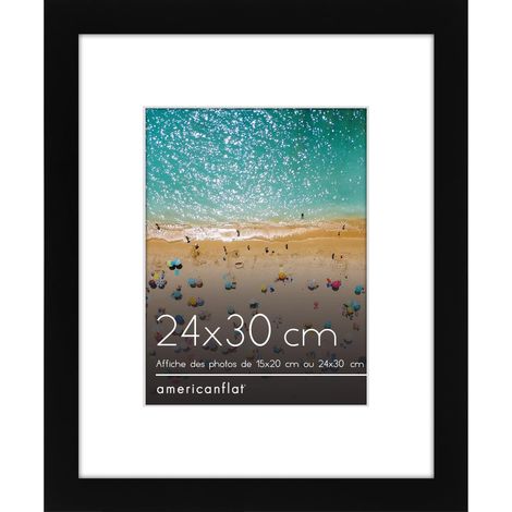 Cadre Photo 24x30 cm Noir - Cadre Photo 15x20 cm avec Passe-Partout ou 24x30 cm sans Passe-Partout - Bois MDF avec Vitre Antichoc (1/5)