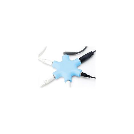 Répartiteur audio 5 ports - Convertisseur répartiteur auxiliaire 3,5 mm Répartiteur Star Share Casque et câble pour smartphone, ordinateur portable, PC - Bleu