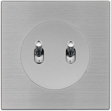 Fontini – Double va-et-vient ALU avec manette chrome – 10 AX 250 V – Installation encastrée – Plaque simple métallisée gris – Norme IEC 60.669-1:2017 (1/5)