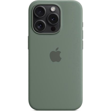 Coque en silicone pour iPhone 15 Pro, compatible MagSafe, vert GG, iPhone 15 Pro G