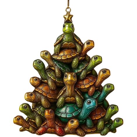 Ornement De Noël En Acrylique - Forme De Tortue De Mer - Pour Arbre À Noël Fenêtre Porte Mur Jardin - 1 Pièce (1/5)