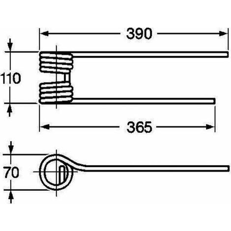 Dente Girello SX 390mm Filo 9,5 Kuhn 58740600