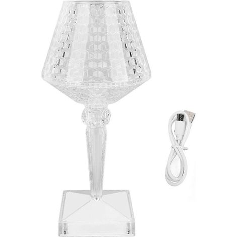 Lampe de table portable en cristal diamant, 3 couleurs, tactile, rechargeable, lampe de chevet moderne en acrylique cristal, lampe de bureau sans fil, luminosité réglable (1/5)