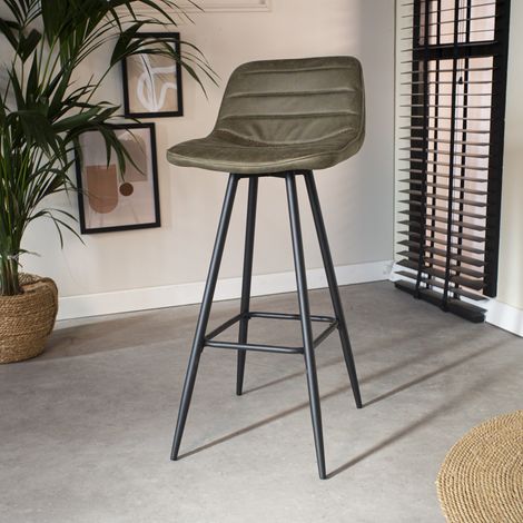 Tabouret de bar industriel Kenton vert 76 cm de hauteur d'assise (1/5)