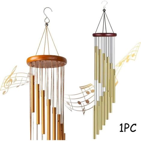 Carillon à Vent - Nicht spezifiziert - 12 Röhren aus Aluminiumlegierung - 55 cm - Goldfarben - Gartendekoration