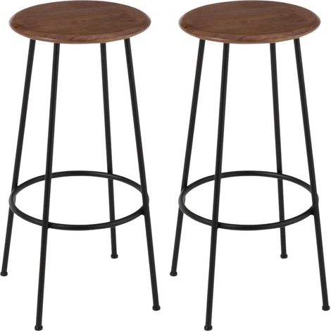 Tabourets de bar en bois et métal style industriel (lot de 2) - VARNY