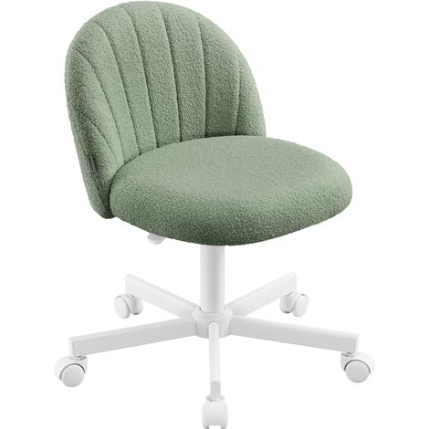 Chaise de Bureau, Chaise Coiffeuse en Tissu Peluche, Fauteuil avec Rembourrage en Mousse, Hauteur Réglable, pour Bureau, Chambre, Dressing, Vert OBG027C101 (1/5)