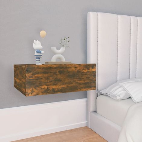 Tables de chevet Tables d'Appoint Tables de nuit flottantes 2 pcs Chêne fumé 40x30x15 cm VGT99845 (1/5)