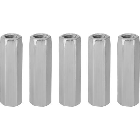 5 Pièces Écrou Long M10 x 50 mm Hexagonal en Acier Carbone Zingué, Raccord Fileté pour Tige Filetée, Manchon de Raccordement (1/5)