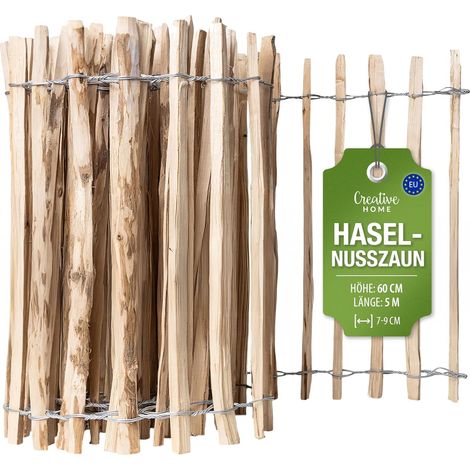 Haselnuss Holzzaun 60 cm x 5 m, Lattenabstand 7-9 cm (1/5)