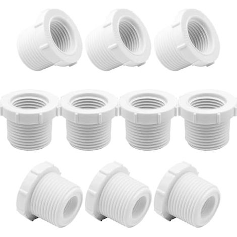 Lot de 10 adaptateurs de raccord filetés mâles de 2,5 cm vers femelle de 1,9 cm pour raccord de tuyau (1/4)