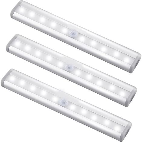Lot de 10 lampes LED à détecteur de mouvement pour placard, sans fil, magnétiques, fonctionnant sur batterie, éclairage d'intérieur pratique (1/5)