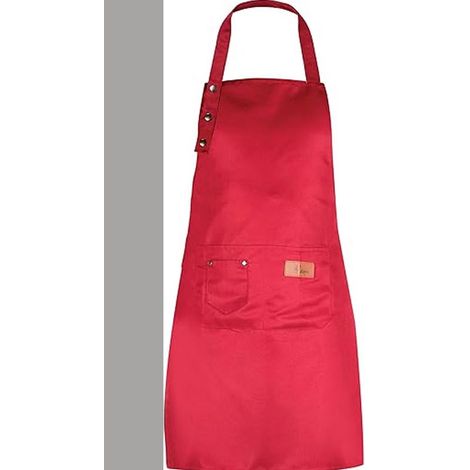 Tablier de cuisine pour homme et femme avec poches - Convient à grande taille - Résiste à l'eau, Rouge (1/4)