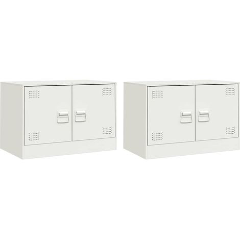Mobile TV multimediale scaffale per televisione televisore buffet sala da pranzo soggiorno camera da letto 2 pezzi 67 x 39 x 44 cm acciaio bianco 020028539
