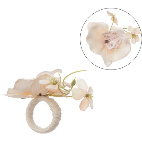 Anneau pour Serviette en Fleurs Artificiel Noir - Lot de 1, Diamètre 4.5cm, Matière Textile (Blanc, Bleu, Orange, Rose, Champagne), Pour Décoration de Table (1/5)