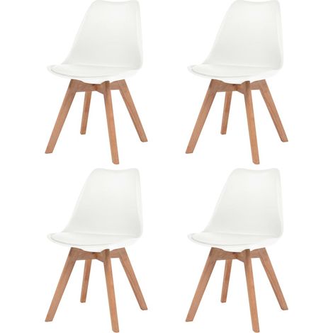 Lot de 4 Chaises de salle à manger - Chaises à dîner Blanc Similicuir BV313907 - BonneVie (1/5)
