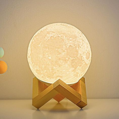 lampe De Nuit En Forme De Lune, Cadeau Femme Enfants Chargement Usb Et Contrle Tactile, Pour Adultes Et Enfants, Blanc Chaud Froid (1/4)