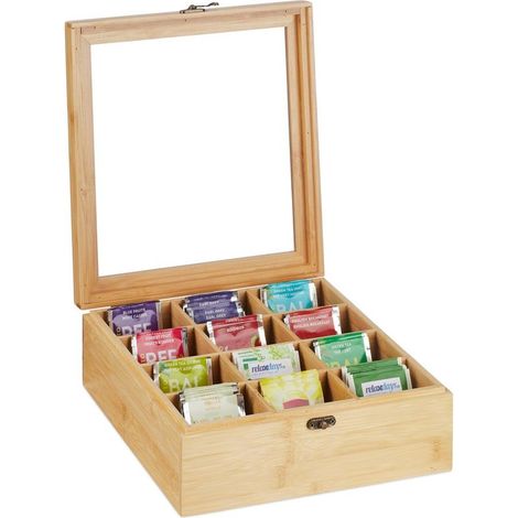 Boîte à thé en bambou avec 12 compartiments (1/5)